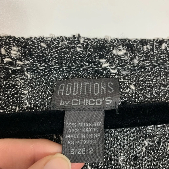 Additions by Chico's Loose Knit Sweater Size 2 Shirt Top Pullover Black White - Picture 4 of 15